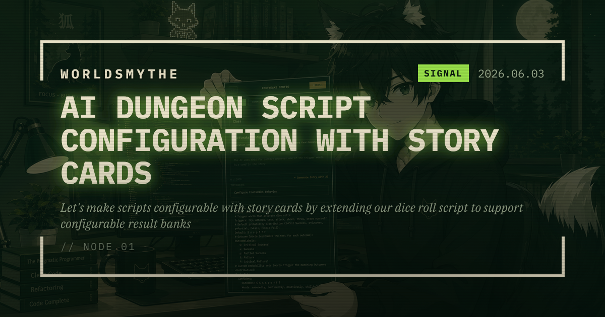 AI Dungeon Script Configuration with Story Cards